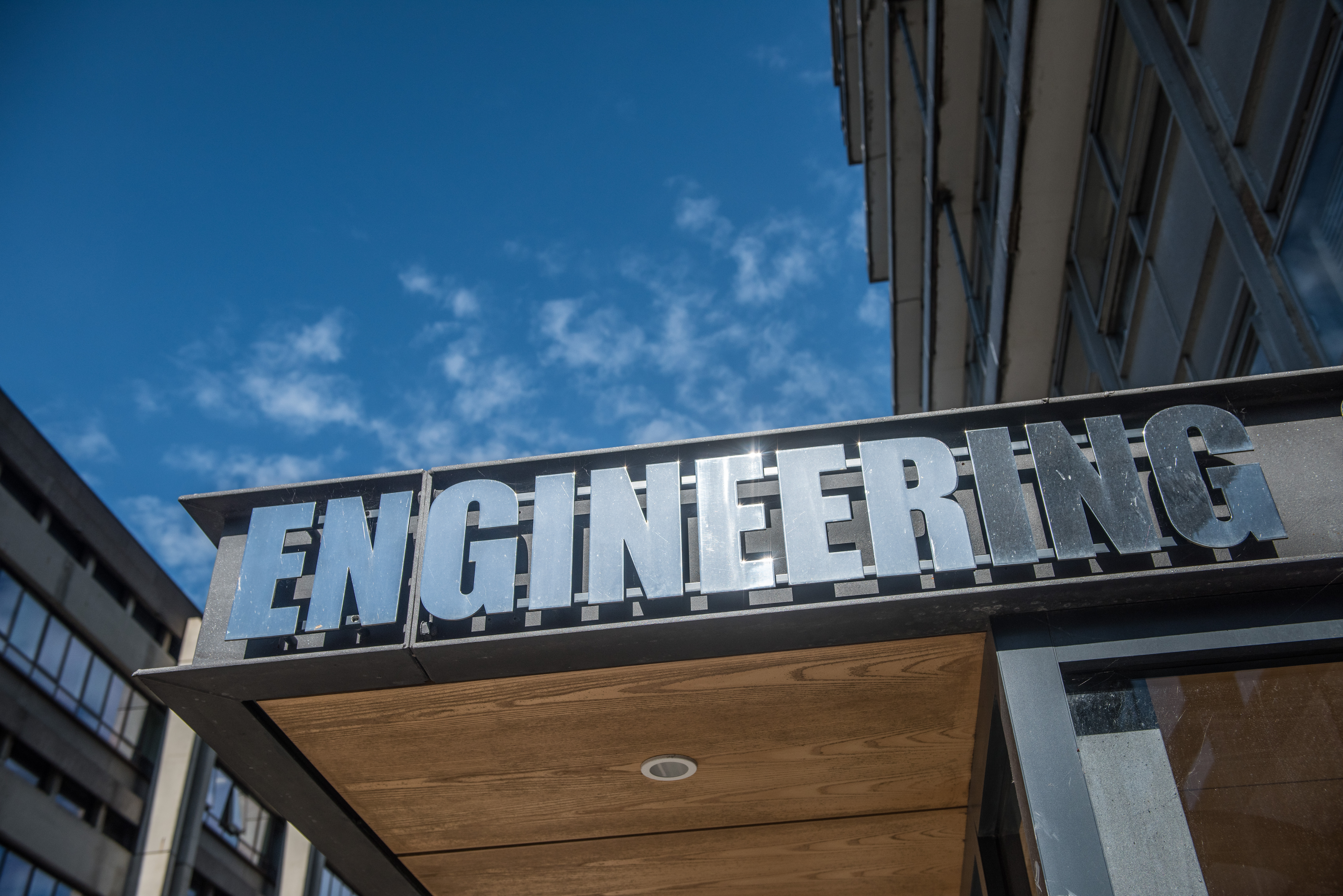 Sign saying Engineering outside Thom Building